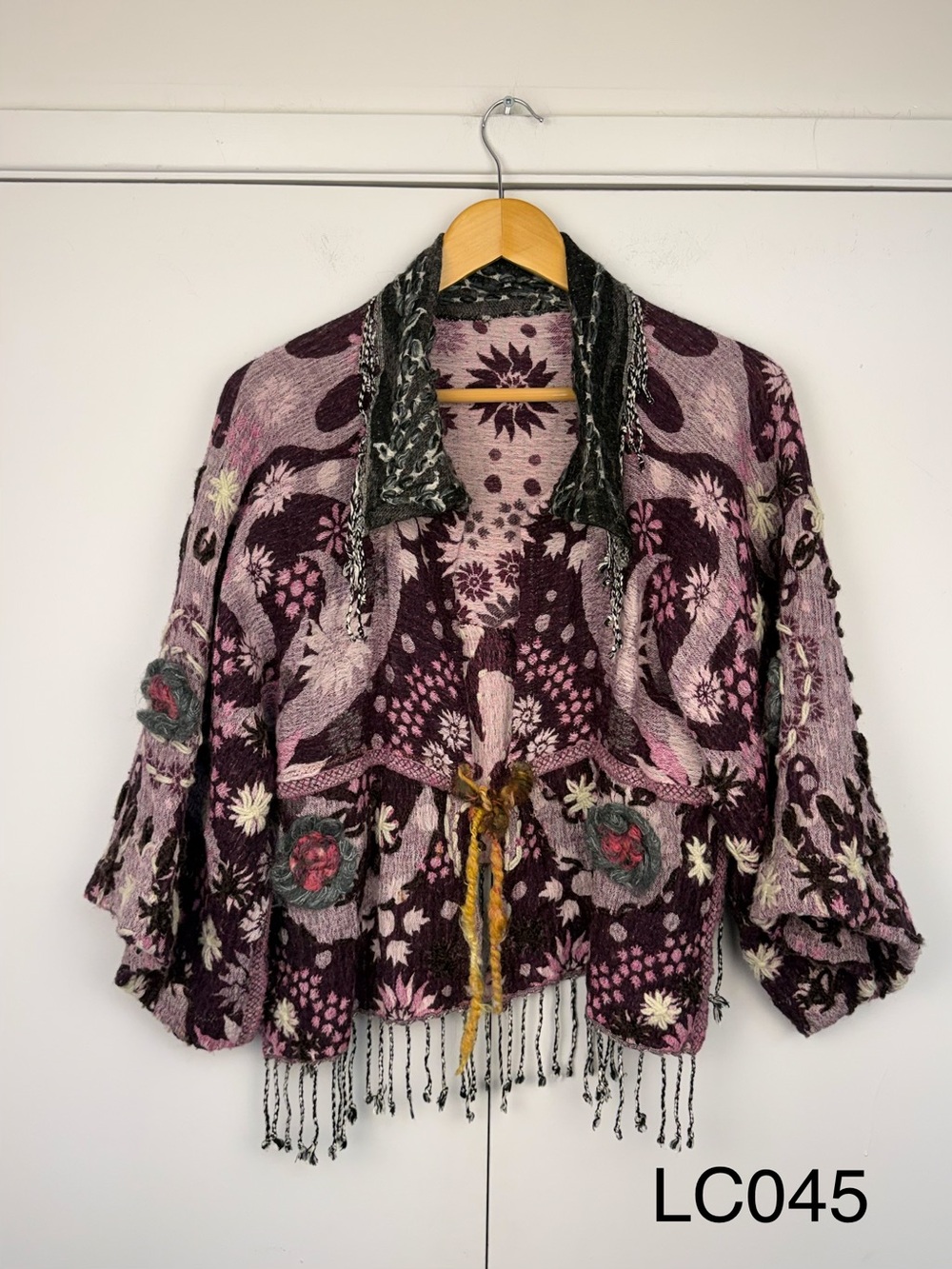 Wearable Art Tapestry Embroidered Fringe Kimono Jacket